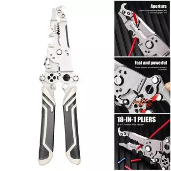 1/2 шт. 18-в-1 инструмент для зачистки проводов Складной профессиональный инструмент для зачистки проводов с функцией скручивания/обжима Инструмент для электрика 1pc