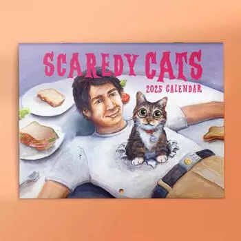 1/2 шт. 2025 Кошачий настенный календарь Scaredy Cats Ежемесячный календарь Праздники Даты Встречи Напоминание для Домашнего Офиса Общежития Декор 1pc