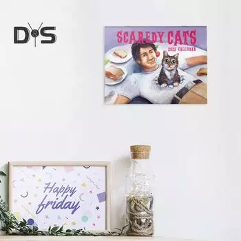 1/2 шт. 2025 Кошачий настенный календарь Scaredy Cats Ежемесячный календарь Праздники Даты Встречи Напоминание для Домашнего Офиса Общежития Декор 1pc