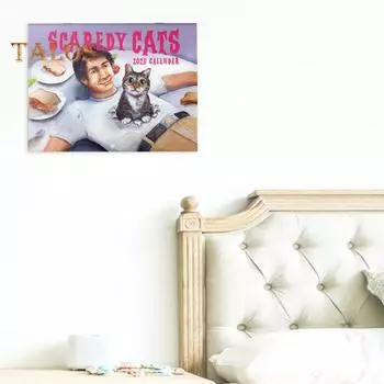 1/2 шт. 2025 Кошачий настенный календарь Scaredy Cats Ежемесячный календарь Праздники Даты Встречи Напоминание для Домашнего Офиса Общежития Декор 1pc