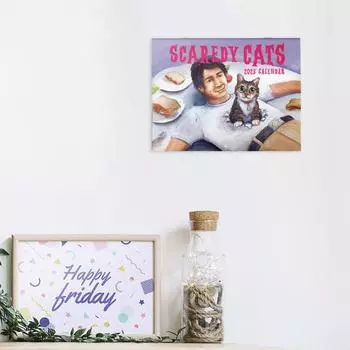 1/2 шт. 2025 Кошачий настенный календарь Scaredy Cats Ежемесячный календарь Праздники Даты Встречи Напоминание для Домашнего Офиса Общежития Декор 1pc