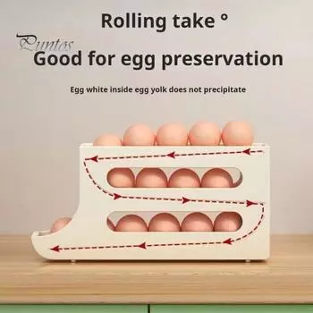 1/2 шт. 3-х ярусный держатель для яиц на холодильник, большая емкость, не содержит бисфенола А, универсальный компактный диспенсер для яиц, автоматический прокручиваемый держатель для яиц 1pc жёлтый