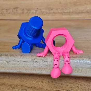 1/2 шт. 3D-печатная фигурка болта-гайки с шарнирными ногами, подвижными суставами, мультяшная фигурка винта, игрушка-статуэтка для домашнего офиса, книжной полки, украшения рабочего стола