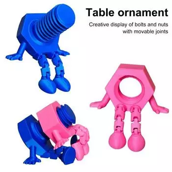 1/2 шт. 3D-печатная фигурка болта-гайки с шарнирными ногами, подвижными суставами, мультяшная фигурка винта, игрушка-статуэтка для домашнего офиса, книжной полки, украшения рабочего стола