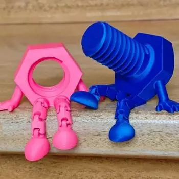 1/2 шт. 3D-печатная фигурка болта-гайки с шарнирными ногами, подвижными суставами, мультяшная фигурка винта, игрушка-статуэтка для домашнего офиса, книжной полки, украшения рабочего стола