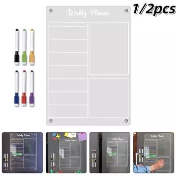 1/2 шт. акриловая магнитная доска для записей, еженедельный планировщик, доска для сообщений, прозрачная, стираемая, офисный холодильник, кухонный гаджет с шестью ручками