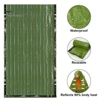 1/2 шт. аварийный спальный мешок со свистком для выживания водонепроницаемое портативное термоодеяло легкое для кемпинга на открытом воздухе походный туризм для взрослых палатка 1pc оранжевый