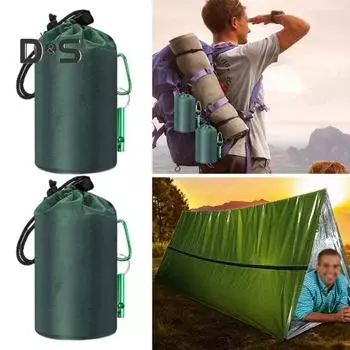 1/2 шт. аварийный спальный мешок со свистком для выживания водонепроницаемое портативное термоодеяло легкое для кемпинга на открытом воздухе походный туризм для взрослых палатка 1pc оранжевый