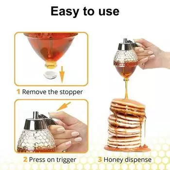 1/2 шт. Банка для хранения меда с подставкой, большой емкости, герметичная конструкция, не содержит бисфенол А, горшочек для меда в форме сот 1pc