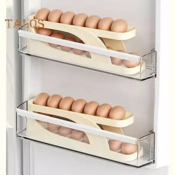 1/2 шт., боковая дверца холодильника, выдвижная коробка для яиц, двухуровневая автоматическая прокатка, большой вместительный органайзер для яиц, диспенсер для яиц, столовая, ресторан, держатель для яиц 1pc