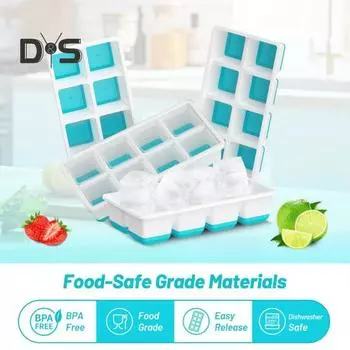 1/2 шт. большая форма для кубиков льда с крышкой, силиконовый поднос без BPA для морозильника, легко снимаемые, штабелируемые большие квадратные кубики льда для виски, коктейлей, кофе 1pc синий