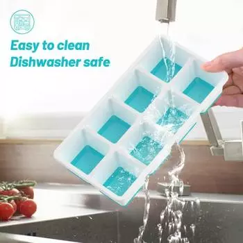 1/2 шт. Большая форма для кубиков льда с крышкой, силиконовый поднос без BPA для 1pc синий