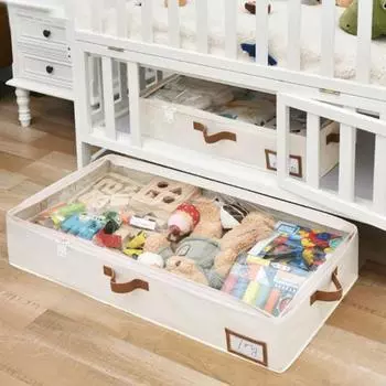 1/2 шт. Большой емкости для хранения стеганых одеял с усиленными ручками Прозрачные влагостойкие одеяла Игрушки 2pcs бежевый