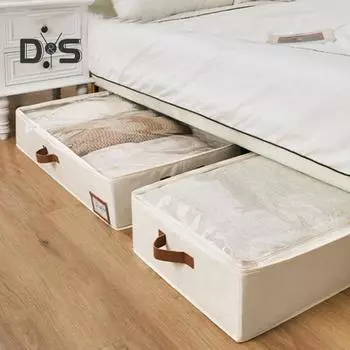 1/2 шт. Большой вместимости сумки для хранения одежды с укрепленными ручками Прозрачные влагостойкие одеяла Органайзеры для игрушек 2pcs бежевый