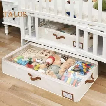 1/2 шт. Большой вместимости сумки для хранения одежды с укрепленными ручками Прозрачные влагостойкие одеяла Органайзеры для игрушек 2pcs бежевый