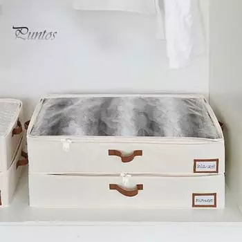 1/2 шт. Большой вместимости сумки для хранения одежды с укрепленными ручками Прозрачные влагостойкие одеяла Органайзеры для игрушек 2pcs бежевый