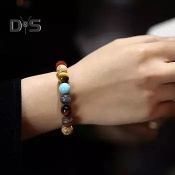 1/2 шт. браслет-планета-хранитель в этническом стиле Вселенная Галактическая восемь планет Солнечная система бусины резинка Браслет для йоги и чакр Звезда Земля Космос 1pc