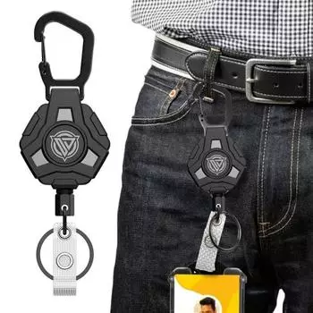 1/2 шт. брелок с многоугольным карабином и выдвижным тросом длиной 60 см, дизайн карабина, простая фиксация ключей, брелок для скалолазания, кемпинга и путешествий 1pc