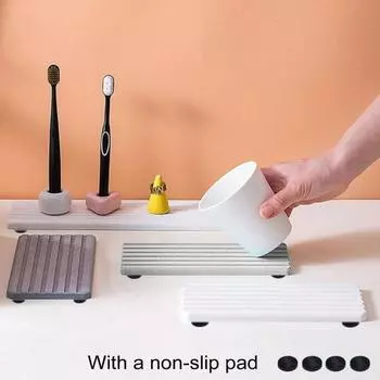 1/2 шт., быстросохнущий поднос для раковины, органайзер, коврик из диатомовой грязи, эко-стильный камень, держатель для губки, ванная комната, кухня, щетка для мыла 1pc светло-серый