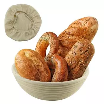 1/2 шт., чехол из ферментированной льняной ткани для круглой ротанговой корзины для расстойки хлеба, подкладка из льняной ткани Banneton, подкладка для хлебной корзины, многоразовые принадлежности для выпечки 1pc