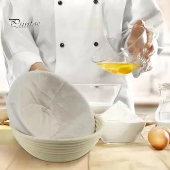 1/2 шт., чехол из ферментированной льняной ткани для круглой ротанговой корзины для расстойки хлеба, подкладка из льняной ткани Banneton, подкладка для хлебной корзины, многоразовая принадлежность для выпечки 1pc