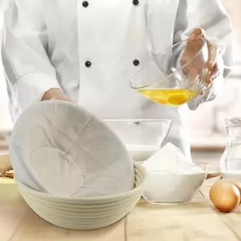 1/2 шт., чехол из ферментированной льняной ткани для круглой ротанговой корзины для расстойки хлеба, подкладка из льняной ткани Banneton, подкладка для хлебной корзины, многоразовые принадлежности для выпечки 1pc