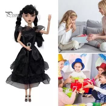 1/2 шт., черное платье, кукла, подвижные суставы, для девочек, черная кукла на Пасху, Рождество, день рождения, подвижные конечности, черные высокие каблуки, подарок для детей, девочек, мальчиков A