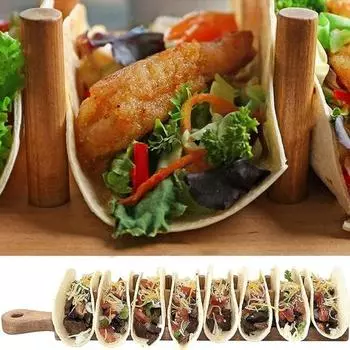 1/2 шт. деревянная подставка для тако на 8 тако, буррито, держатель для тако, мексиканские роллы, подставка для блинов, поднос, кухонный аксессуар 1pc