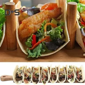 1/2 шт. деревянная подставка для тако на 8 тако, буррито, держатель для тако, мексиканские роллы, подставка для блинов, поднос, кухонный аксессуар 1pc
