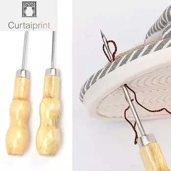 1/2 шт., деревянная ручка для ремонта обуви, шило для кожаной обуви, инструмент для шитья сапожника, DIY ремесленный ремонт, ручной стежок, прямой изогнутый крючок