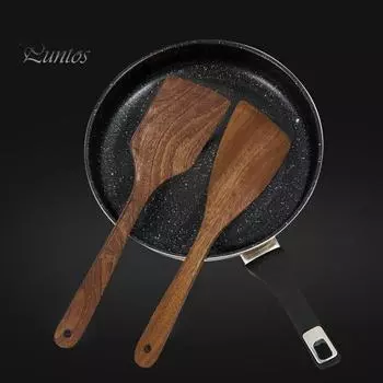 1/2 шт. Деревянные лопатки для сковородок с антипригарным покрытием, плоская длинная ручка, лопатка для жарки, угловая деревянная лопатка для перемешивания, соскабливания, выпечки A 1pc