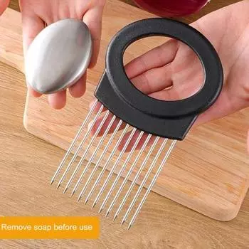 1/2 шт. держатель для лука из нержавеющей стали с подставкой для мыла, средство для удаления запаха для рук, овощерезка, размягчитель мяса, безопасный кухонный инструмент 1pc