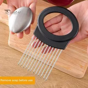 1/2 шт. держатель для лука из нержавеющей стали с подставкой для мыла, средство для удаления запаха для рук, овощерезка, размягчитель мяса, безопасный кухонный инструмент для лука 1pc