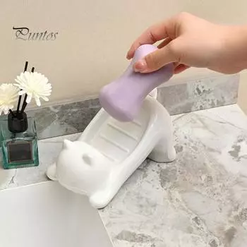 1/2 шт. держатель для мыла для ванной комнаты с нескользящим дизайном и быстрым сливом, очаровательная мыльница для кошек, легкоочищаемая, экономит мыло 1pc