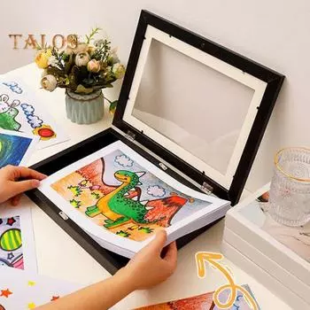 1/2 шт. Детская художественная рамка для картин, магнитная, открывающаяся спереди, для дома, гостиной, спальни, настенная картина, рисунок, фото, рамка для показа картин 1pc чёрный