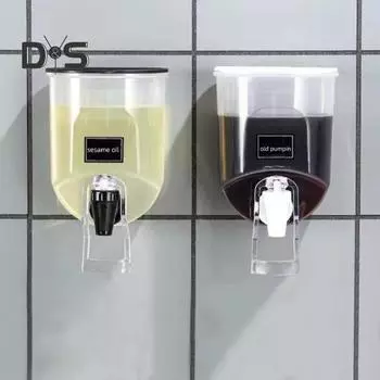 1/2 шт. Диспенсер для бутылок с маслом для кухни, настенный прозрачный пластиковый контейнер для приправ с широким горлом 1pc чёрный
