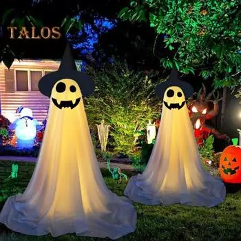 1/2 шт., фигурка привидения на Хэллоуин, стоящая статуя привидения с ведьминой шляпой, наружное светящееся украшение с дистанционным управлением для крыльца, двора, сада, газона 1pc