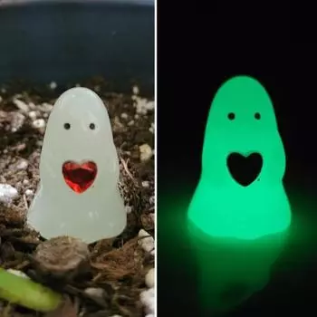 1/2 шт. Фигурка привидения в виде сердца, светящаяся в темноте, маленькое украшение для привидения на Хэллоуин, миниатюрная белая статуэтка привидения для сада 1pc