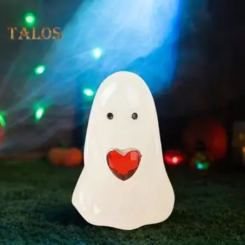 1/2 шт. Фигурка привидения в виде сердца, светящаяся в темноте, маленькое украшение для привидения на Хэллоуин, миниатюрная белая статуэтка привидения, украшение для сада, настольное украшение 1pc