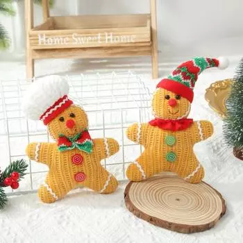 1/2 шт. Фигурка пряничного человечка, рождественская плюшевая кукла в шляпе, пряничное подвесное украшение для рождественской елки, каминное украшение A