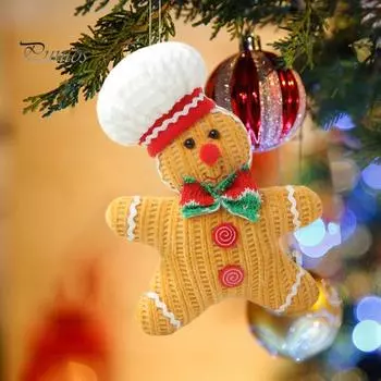 1/2 шт. Фигурка пряничного человечка, рождественская плюшевая кукла в шляпе, пряничное подвесное украшение для рождественской елки, каминное украшение A