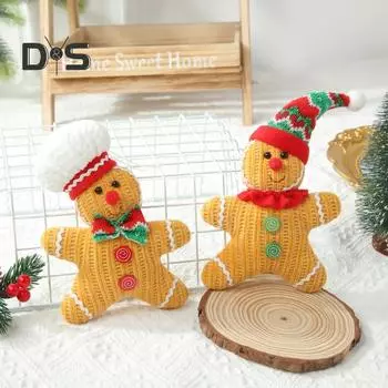 1/2 шт. Фигурка пряничного человечка, рождественская плюшевая кукла в шляпе, пряничное подвесное украшение для рождественской елки, каминное украшение A