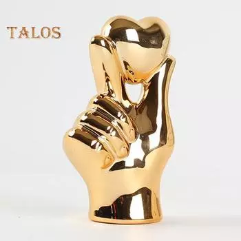 1/2 шт. Фигурка в виде сердца с жестом любви, держащая сердце в руке, керамическая статуэтка, скульптура для дома, офиса, свадьбы, вечеринки, украшения для рабочего стола, орнамент A золотистый