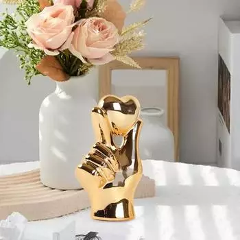 1/2 шт. Фигурка в виде сердца с жестом любви, держащая сердце в руке, керамическая статуэтка, скульптура для дома, офиса, свадьбы, вечеринки, украшения для рабочего стола, орнамент A золотистый