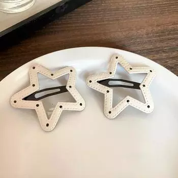 1/2 шт. Геометрические заколки для волос в горошек с текстурой, похожей на кожу, в форме звезды и облака, с нескользящим захватом, боковые заколки для челки, минималистичные заколки для волос Pentagrams 1pcs белый