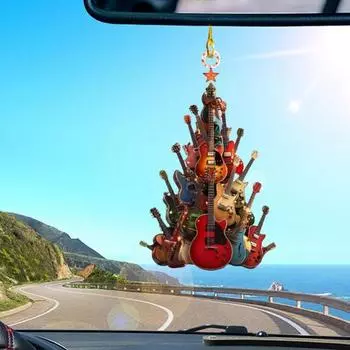 1/2 шт. гитара елочные украшения акриловые подвески с шнурком легко повесить гитара музыкальные инструменты украшения 1pc