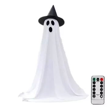 1/2 шт. Хэллоуин Привидение светится с гирляндами на батарейках Хэллоуин Привидение светится со шляпой Уличное украшение для вечеринки на Хэллоуин 1pc With hat