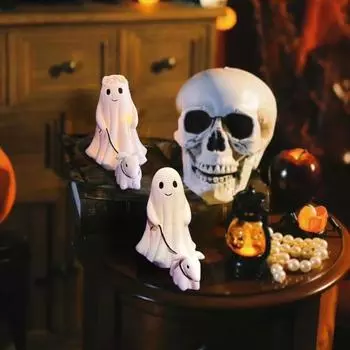 1/2 шт Хэллоуин Призрак гуляющая собака статуя светящаяся смоляная фигурка мальчика-девочки призрак щенок girl
