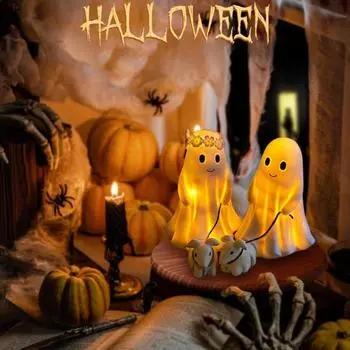 1/2 шт. Хэллоуин Призрак гуляющая собака статуя светящаяся смоляная фигурка мальчика девочки призрак щенок ручная работа настольный декор для внутреннего и наружного украшения girl