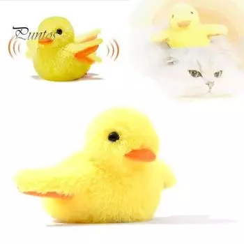 1/2 шт. Игрушка для кошек, хлопающая уткой, интерактивная, крякающая, плюшевая, желтая, утка, игрушка для котенка, перезаряжаемая через USB, активируемая сенсорным управлением, щебечущая утка для домашних кошек 1pc